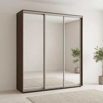 Dulap Cupe Fenix cu 3 usi, 3 Oglinda, Wenge, 200x60x220 cm