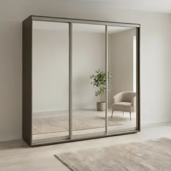 Dulap Cupe Fenix cu 3 usi, 3 Oglinda, Wenge, 270x60x220 cm