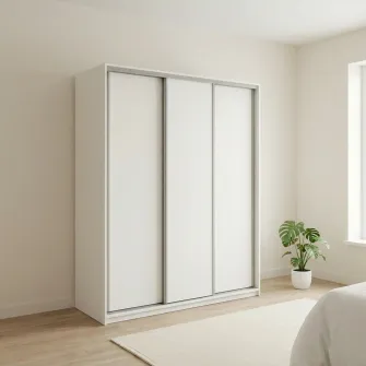 Dulap Cupe Fenix cu 3 usi, 3 PAL, Alb, 220x60x240 cm