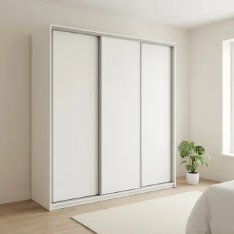 Dulap Cupe Fenix cu 3 usi, 3 PAL, Alb, 250x60x240 cm