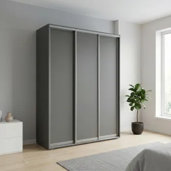 Dulap Cupe Fenix cu 3 usi, 3 PAL, Antracit, 220x60x220 cm