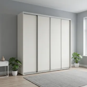 Dulap Cupe Fenix cu 4 usi, 4 PAL, Alb, 300x60x240 cm