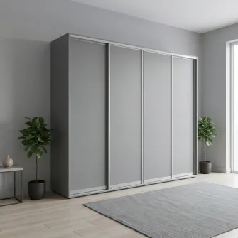 Dulap Cupe Fenix cu 4 usi, 4 PAL, Antracit, 300x60x220 cm