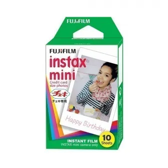 Set aparat foto instant Fujifilm Instax mini 12, Clay White cu husa, album foto si film 1x10