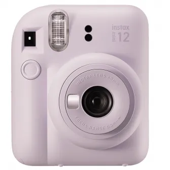 Set aparat foto instant Fujifilm Instax mini 12, Lilac Purple cu husa, album foto si film 1x10
