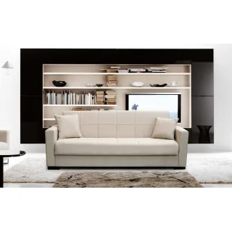 Canapea extensibila, Vega, cu lada de depozitare, 215 x 80 x 80 cm, Bej