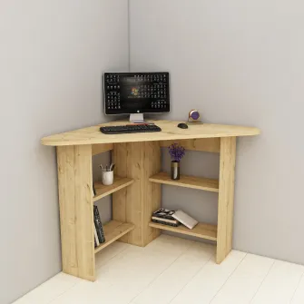 Birou de studiu, Corner, Stejar safir, 80 x 74 x 80 cm