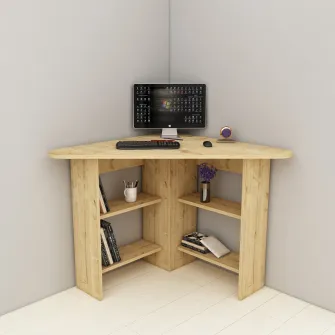Birou de studiu, Corner, Stejar safir, 80 x 74 x 80 cm