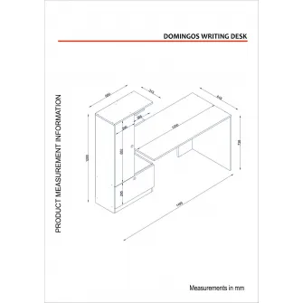 Birou de studiu Domingos - Alb 149 x 140 x 61