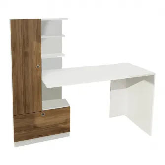 Birou de studiu Domingos - alb, nuc 149 x 120 x 61 cm