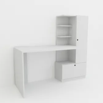 Birou de studiu, Merinos, Alb, 120 x 74 x 62 cm