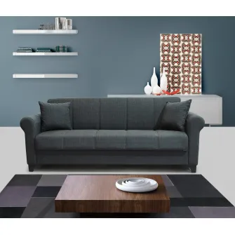 Canapea extensibila, Ares, cu lada de depozitare, 215 x 80 x 80 cm, Gri inchis