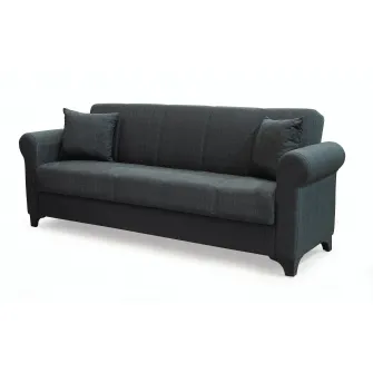 Canapea extensibila, Ares, cu lada de depozitare, 215 x 80 x 80 cm, Gri inchis