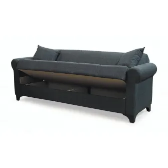 Canapea extensibila, Ares, cu lada de depozitare, 215 x 80 x 80 cm, Gri inchis