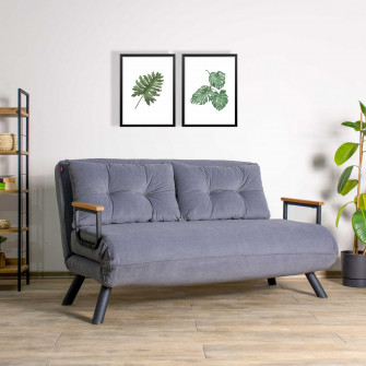 Canapea extensibila cu 2 locuri Sando cu 2 locuri - gri 78 x 78 x 133 cm