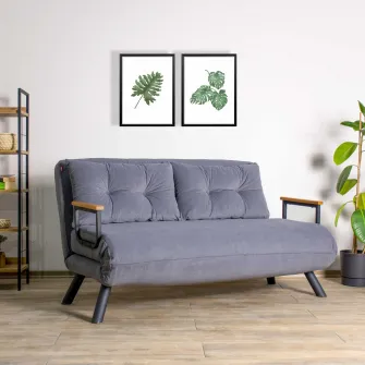 Canapea extensibila cu 2 locuri Sando cu 2 locuri - gri 78 x 78 x 133 cm