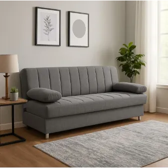 Canapea extensibila cu lada depozitare, Economix, 190x82x80, Gri