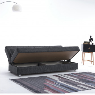 Canapea extensibila cu lada depozitare, Economix, 190x82x80, Gri inchis