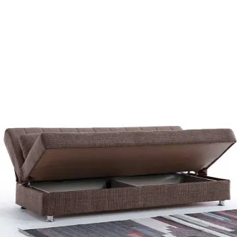 Canapea extensibila cu lada depozitare, Economix, 190x82x80, Maro