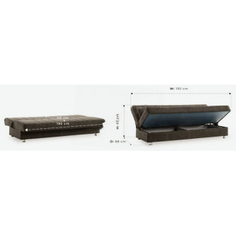 Canapea extensibila cu lada depozitare, Economix, 190x82x80, Maro