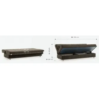 Canapea extensibila cu lada depozitare, Economix, 190x82x80, Maro