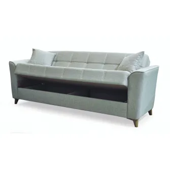 Canapea extensibila, Edena, cu lada de depozitare, 215 x 80 x 80 cm, Gri