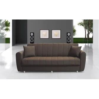 Canapea extensibila, Manes, cu lada de depozitare, 215 x 80 x 80 cm, Maro