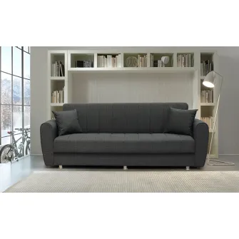 Canapea extensibila, Manes, cu lada de depozitare, 215 x 80 x 80 cm, Gri inchis