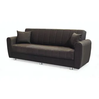Canapea extensibila, Manes, cu lada de depozitare, 215 x 80 x 80 cm, Maro