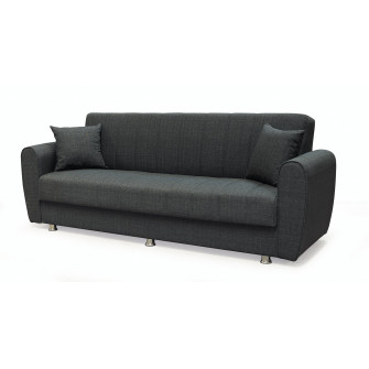 Canapea extensibila, Manes, cu lada de depozitare, 215 x 80 x 80 cm, Gri inchis