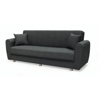Canapea extensibila, Manes, cu lada de depozitare, 215 x 80 x 80 cm, Gri inchis