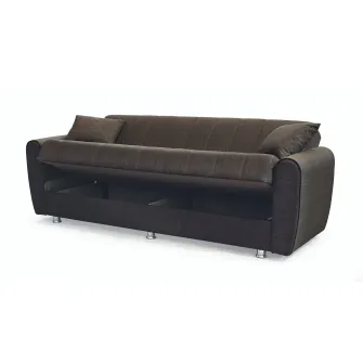 Canapea extensibila, Manes, cu lada de depozitare, 215 x 80 x 80 cm, Maro