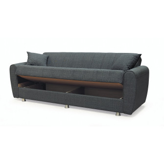 Canapea extensibila, Manes, cu lada de depozitare, 215 x 80 x 80 cm, Gri inchis