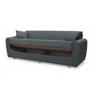 Canapea extensibila, Manes, cu lada de depozitare, 215 x 80 x 80 cm, Gri inchis