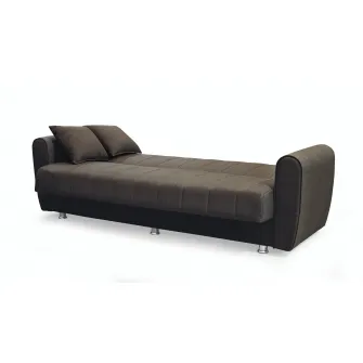 Canapea extensibila, Manes, cu lada de depozitare, 215 x 80 x 80 cm, Maro