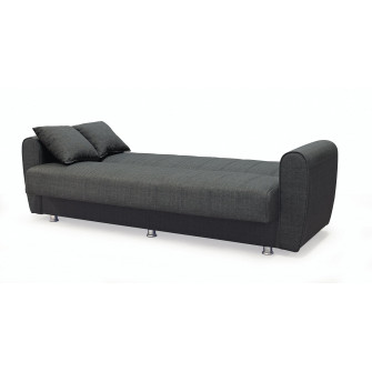 Canapea extensibila, Manes, cu lada de depozitare, 215 x 80 x 80 cm, Gri inchis
