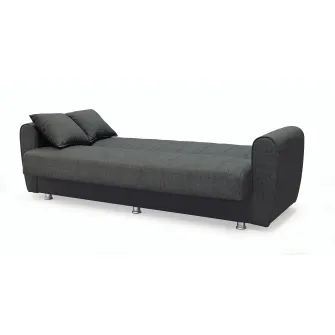Canapea extensibila, Manes, cu lada de depozitare, 215 x 80 x 80 cm, Gri inchis