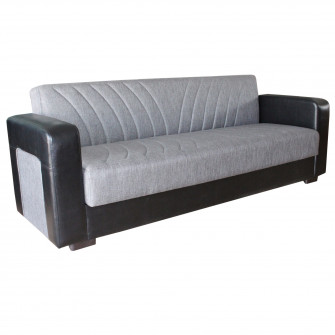 Canapea extensibila, Meda, cu lada de depozitare, 215 x 80 x 80 cm, Gri/Negru