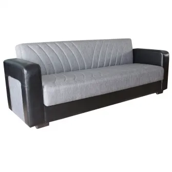 Canapea extensibila, Meda, cu lada de depozitare, 215 x 80 x 80 cm, Gri/Negru