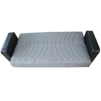 Canapea extensibila, Meda, cu lada de depozitare, 215 x 80 x 80 cm, Gri/Negru