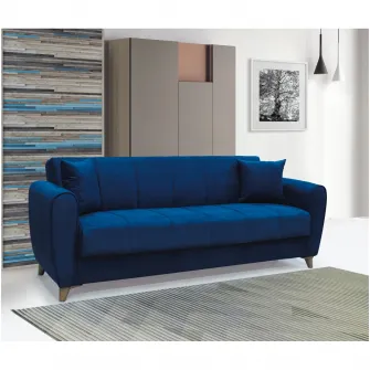 Canapea extensibila, Paris, cu lada de depozitare, 215 x 80 x 80 cm, Albastru