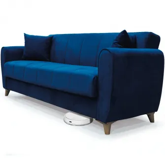 Canapea extensibila, Paris, cu lada de depozitare, 215 x 80 x 80 cm, Albastru