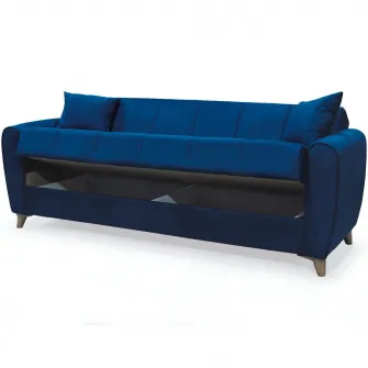 Canapea extensibila, Paris, cu lada de depozitare, 215 x 80 x 80 cm, Albastru