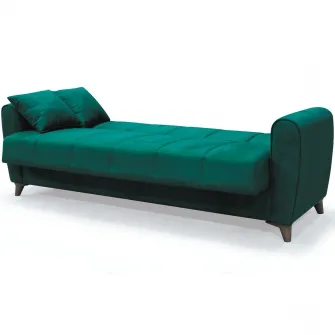 Canapea extensibila, Paris, cu lada de depozitare, 215 x 80 x 80 cm, Verde