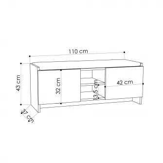 Dulap de incaltaminte Zulla - Antracit, Sonomo 110 x 43 x 37 cm