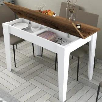 Masa de bucatarie Kiev 511 - Nuc, Alb 110 x 75 x 72 cm