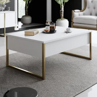 Masuta de cafea Lux - alb, auriu 90 x 40 x 60 cm