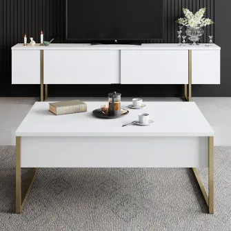 Masuta de cafea Lux - alb, auriu 90 x 40 x 60 cm