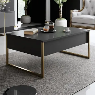 Masuta de cafea Lux - Antracit, Aur 74 x 13,4 x 98 cm