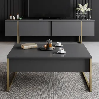 Masuta de cafea Lux - Antracit, Aur 74 x 13,4 x 98 cm